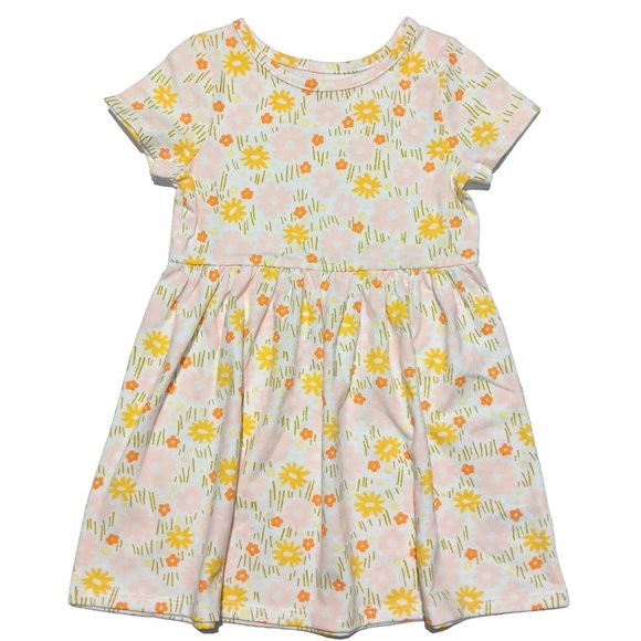Cat & Jack Other - Cat & Jack Toddler Girls Sizes Cream/Yellow/Orange Floral Short Sleeve Dress